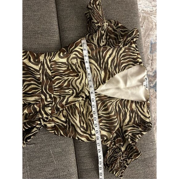Walter Baker Brani Puff Sleeve Zebra Mini Wrap Dress Size M Retro Y2K Designer - Picture 11 of 11